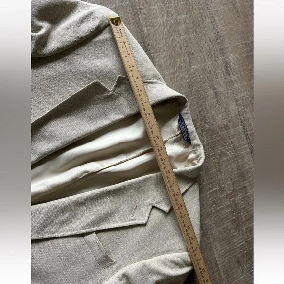 ▶️ Vintage Hopsack 100% Silk Sport Coat 43R Cream Textured Blazer Jacket USA 90s - Picture 10 of 15